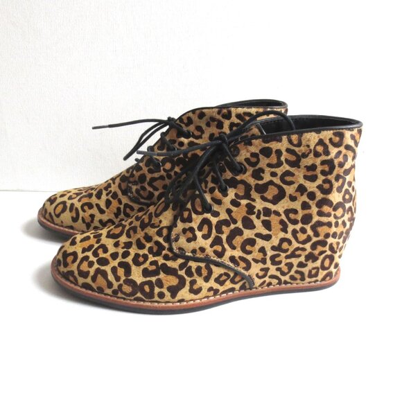 Matiko Sharon Leopard Animal Print Brogue Lace Up Oxford Platform Boots 6 - Picture 2 of 10